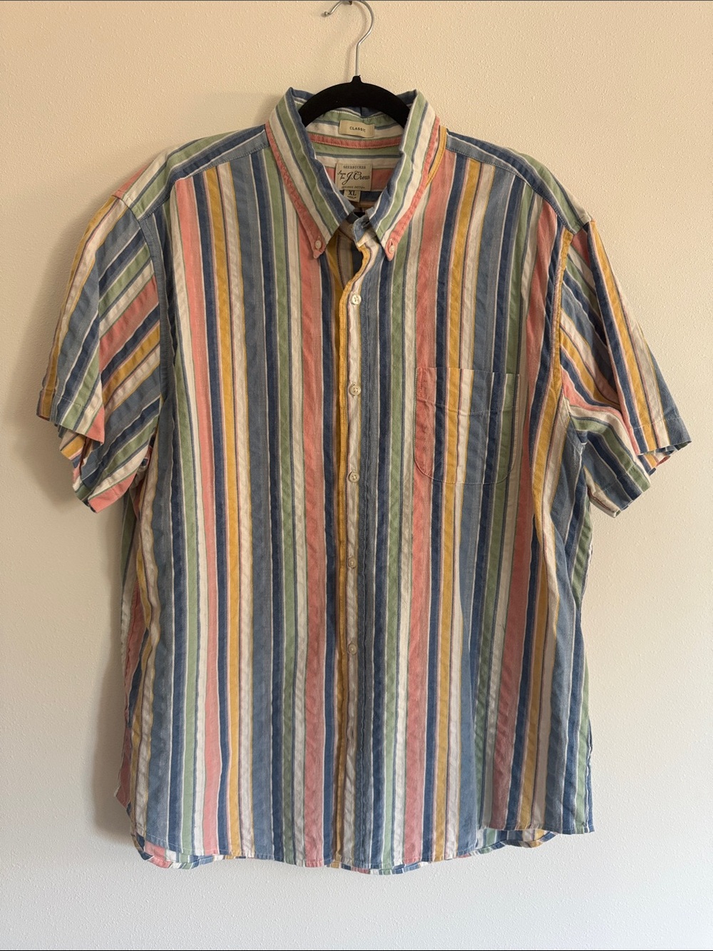 Vintage-Inspired Multicolor Stripe Button-Up Shirt